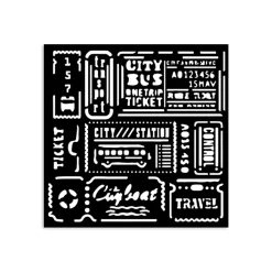 New Plantilla de stencil Tickets Art of Travelling 12x12cm Plantillas