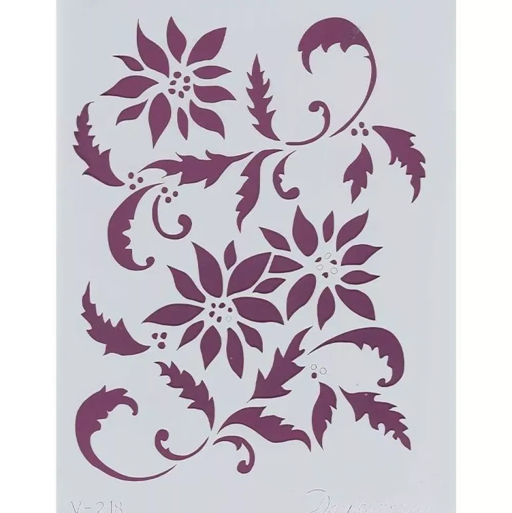 Online Plantilla de Stencil V-218 Poinsettia 15x21cm Dayka Plantillas