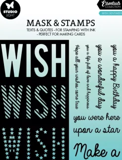 Clearance Plantilla de Stencil y Sellos Transparentes Wish Essentials Plantillas