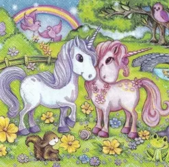 New Servilletas de papel Love unicorns in garden 33x33cm Navidad