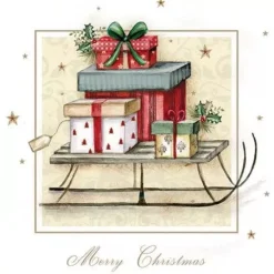 New Servilletas de papel Merry Christmas Sleigh 33x33cm Navidad