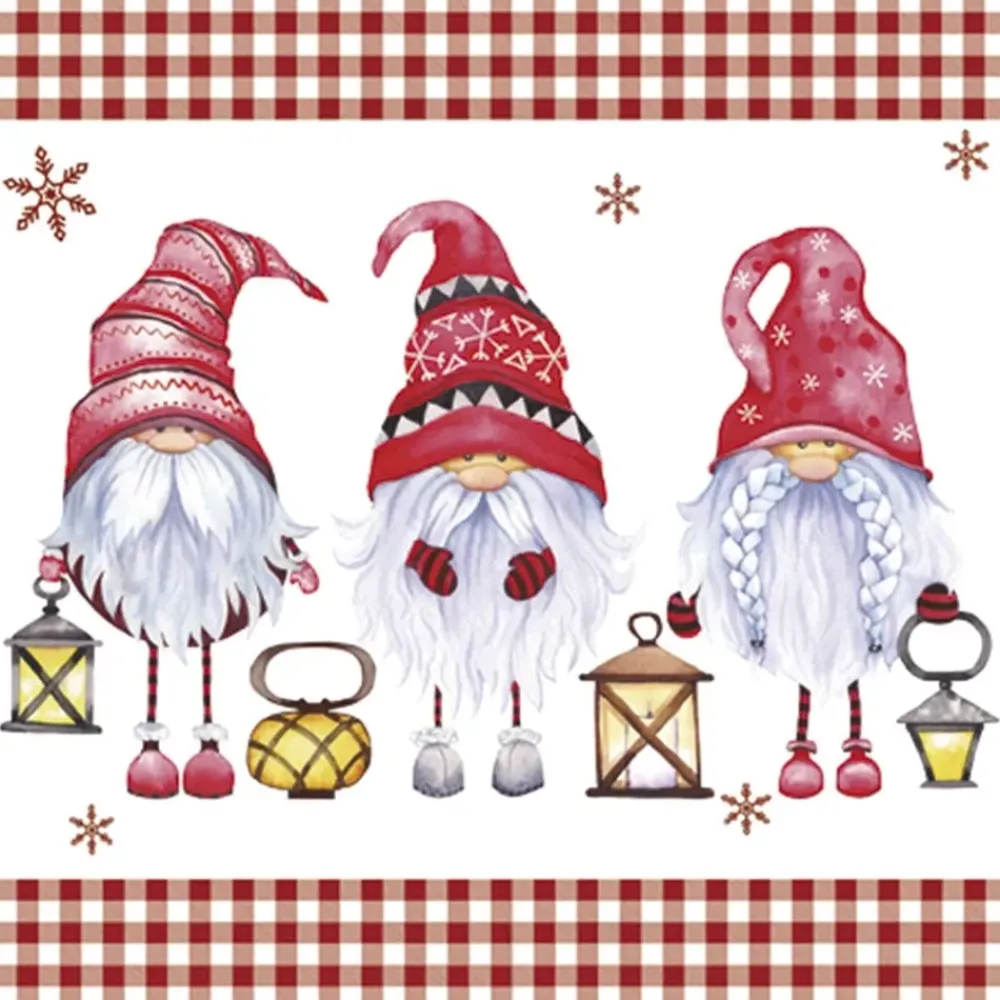 Sale Servilletas Scandinavian Gnomes 33x33cm Decoupage|Navidad
