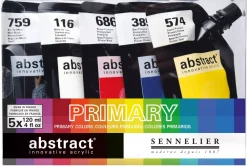New Set 5 Acrílicos Abstract Colores Primarios 120ml Pinturas Acrílicas