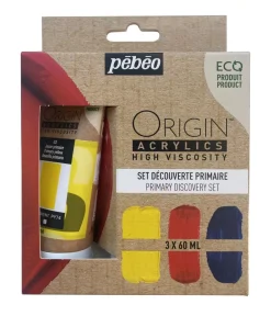 New Set 3 acrílicos ecológicos primarios iniciación Origin 60ml Pinturas Acrílicas