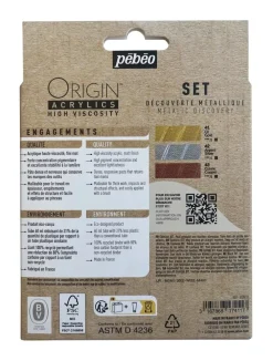 Sale Set 3 acrílicos ecológicos metálicos Origin 60ml Pinturas Acrílicas