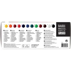 Outlet Set 12 acrílicos Fluid Basics 118ml Pinturas Acrílicas
