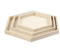 New Set 3 Bandejas de Madera Hexagonales Maderas
