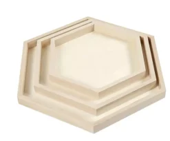 New Set 3 Bandejas de Madera Hexagonales Maderas