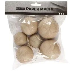 Clearance Set 6 Bolas Papel Maché Cartón Y Papel Maché|Navidad