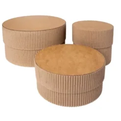 Set 3 cajas circulares de regalo kraft Cartón Y Papel Maché