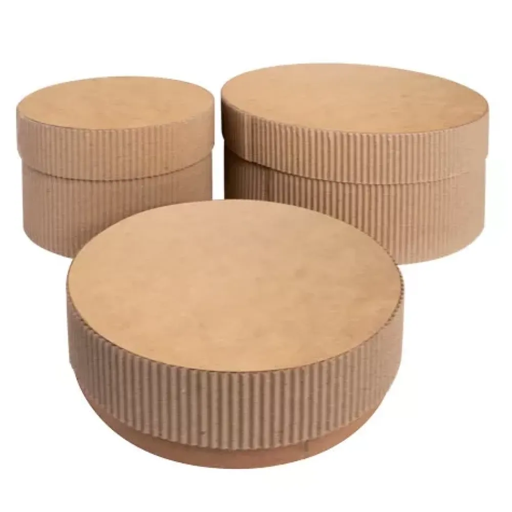 Sale Set 3 cajas circulares grandes de regalo kraft Cartón Y Papel Maché