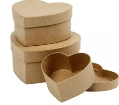 Sale Set 3 Cajas Corazón de Papel Maché Cartón Y Papel Maché
