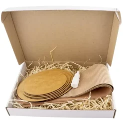 Outlet Set 3 cajas ovaladas de regalo kraft Cartón Y Papel Maché