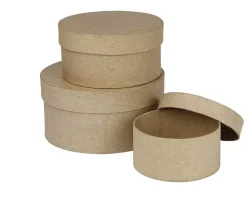 Clearance Set 3 Cajas Redondas de Papel Maché Cartón Y Papel Maché