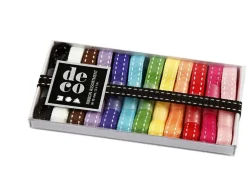 Clearance Set 12 Cintas de Colores con Pespunte Telas, Sedas Y Fieltro