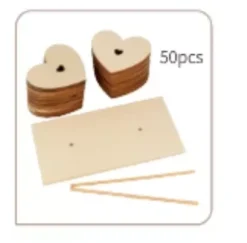 New Set 50 Corazones madera + Base On se Marie Maderas