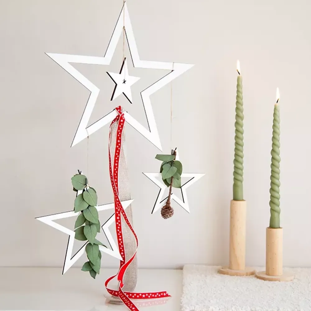 Hot Set 4 Estrellas de Madera Blanco Maderas