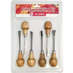 New Set 6 Gubias con Mango para Madera Art Creation Herramientas Para Madera