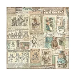 New Set 4 hojas de tela Fabric Brocante Antiques 30x30cm Papeles