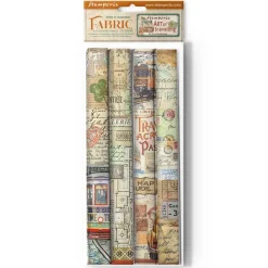 Hot Set 4 hojas de tela Fabric Art of Travelling 30x30cm Papeles