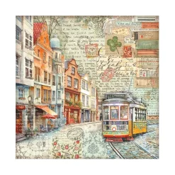 Hot Set 4 hojas de tela Fabric Art of Travelling 30x30cm Papeles