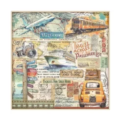 Hot Set 4 hojas de tela Fabric Art of Travelling 30x30cm Papeles