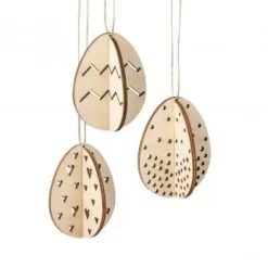 Hot Set 3 Huevos de Pascua 3D de Madera para Colgar Maderas