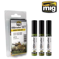 Set 3 óleos con pincel aplicador Green Tones Oilbrusher 10ml Pinturas Para Maquetas Y Modelismo