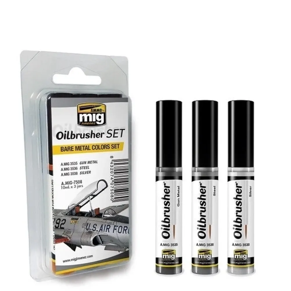 Discount Set 3 óleos con pincel aplicador Bare Metal Colors Oilbrusher 10ml Pinturas Para Maquetas Y Modelismo