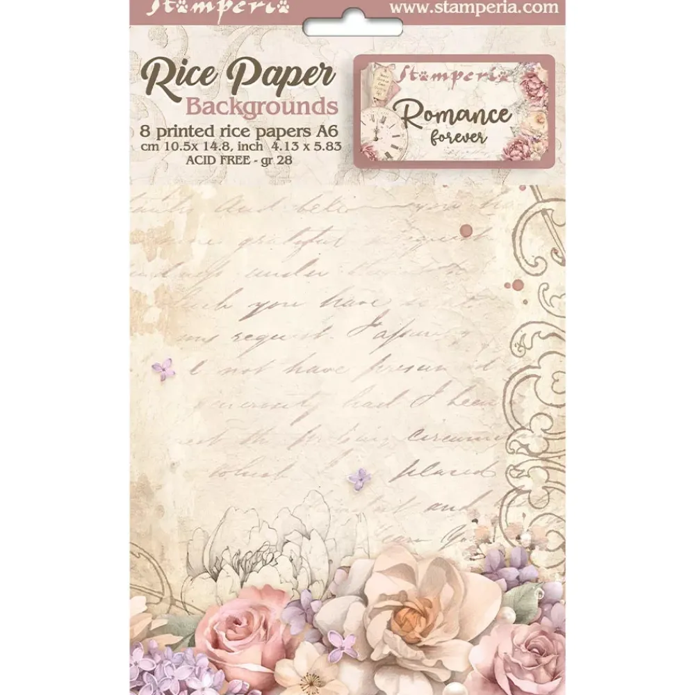 Online Set 8 Papeles de Arroz Backgrounds Romance Forever 10x15cm Decoupage