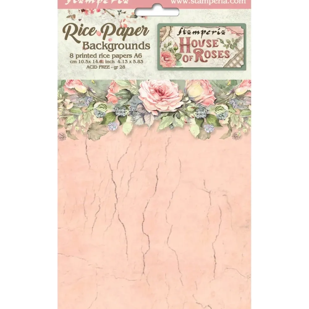 Outlet Set 8 papeles de arroz Backgrounds House of Roses 10x15cm Papeles|Decoupage