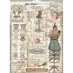 Set 6 papeles de arroz Brocante Antiques 21x30cm Decoupage