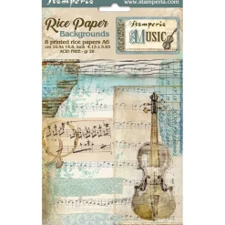 Online Set 8 papeles de arroz Music 10x15cm Papeles|Decoupage
