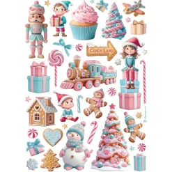 Clearance Set 6 papeles de arroz Romantic Candy Christmas 21x30cm Papeles|Decoupage