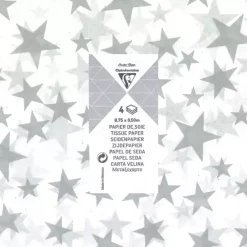 Set 4 Papeles de Seda Estrellas Plateadas Navidad