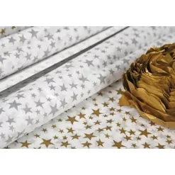 Set 4 Papeles de Seda Estrellas Plateadas Navidad