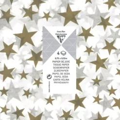 Set 4 Papeles de Seda Estrellas Doradas Navidad