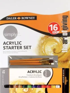 New Set 16 Piezas Iniciación Acrílico Daler Rowney Pinturas Acrílicas