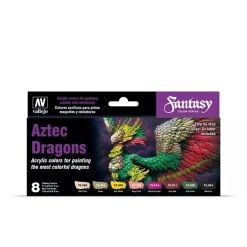 Set 8 pinturas para modelismo 306 Aztec Dragons Fantasy 17ml Maquetas Y Modelismo