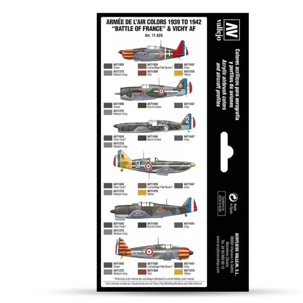 Discount Set 8 pinturas para modelismo 626 Armeé de l'Air 1939-1942 Battle of France and Vichy Air War 17ml Pinturas Para Maquetas Y Modelismo|Maquetas Y Modelismo