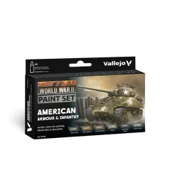 Hot Set 6 pinturas para modelismo 203 WWII American Armour & Infantry Wargames Flames of War 17ml Maquetas Y Modelismo