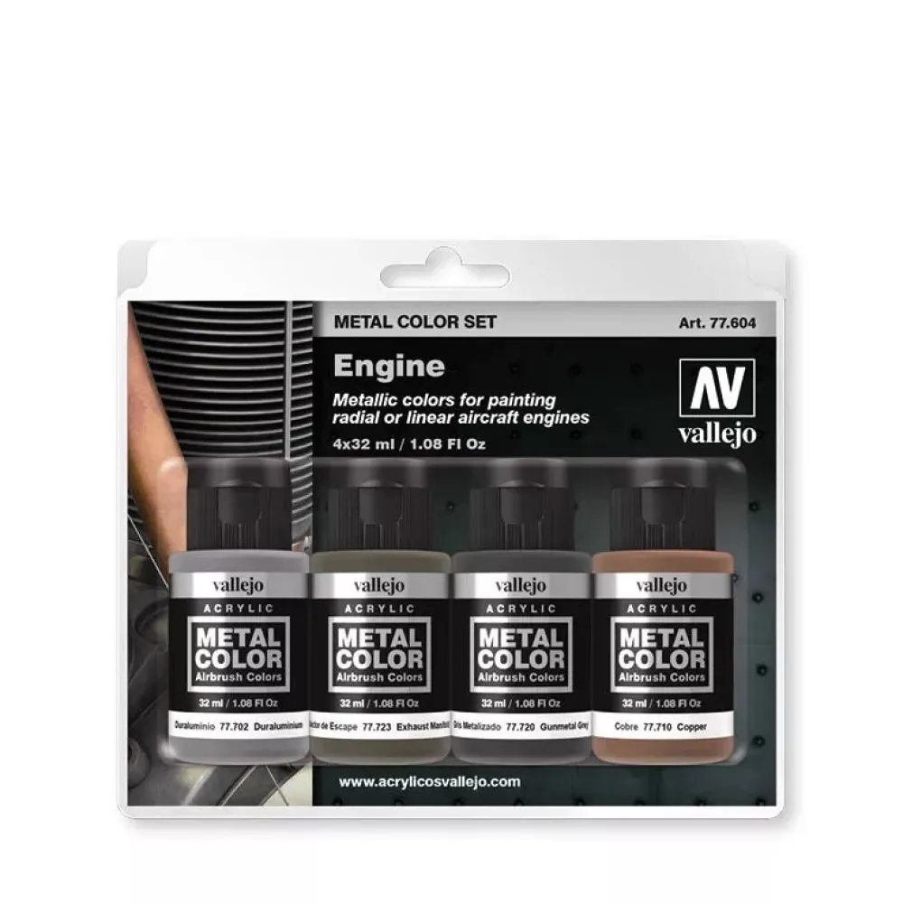 Outlet Set 4 pinturas para modelismo 604 Engine Metal Color 32ml Pinturas Para Maquetas Y Modelismo