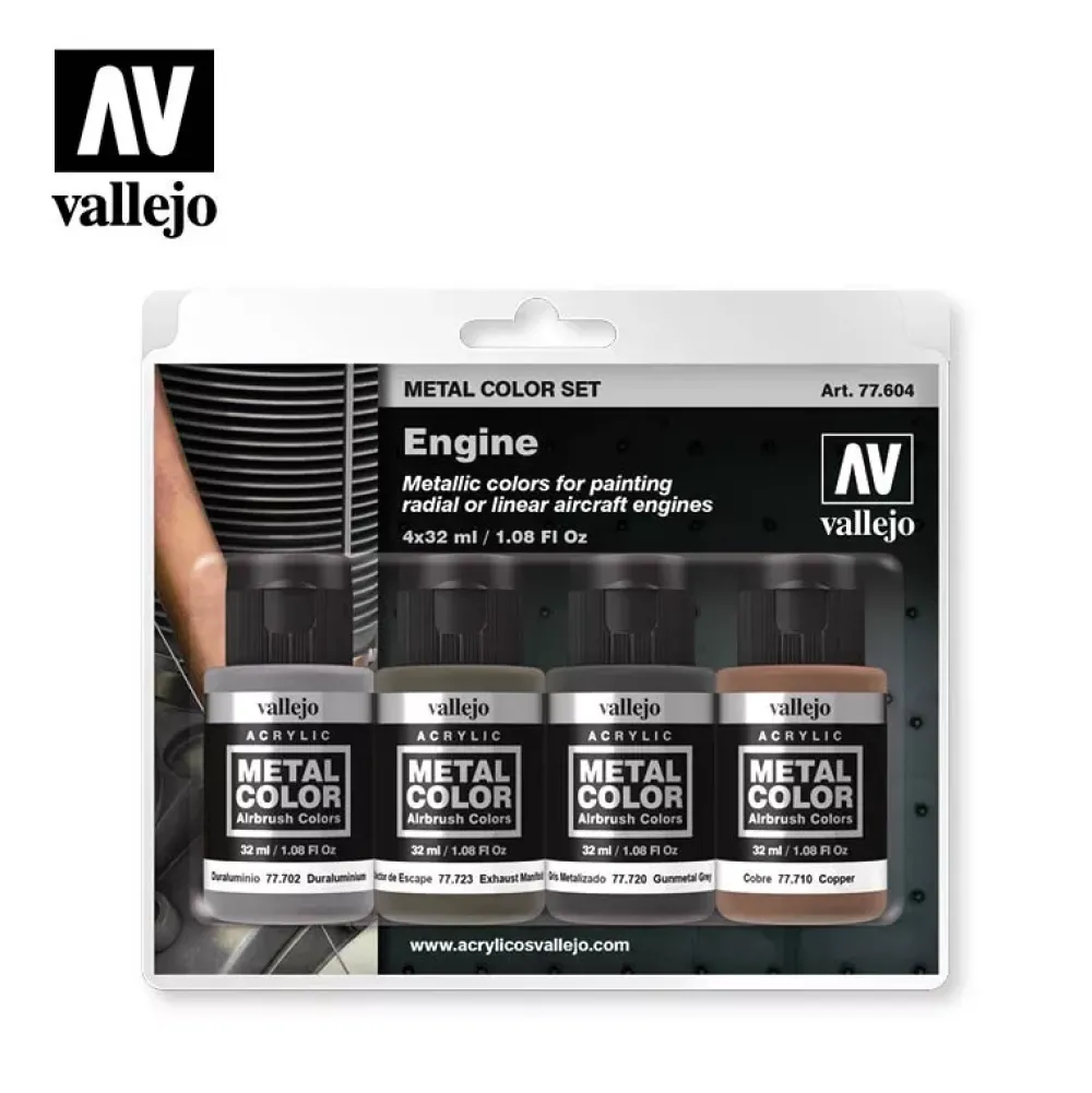 Outlet Set 4 pinturas para modelismo 604 Engine Metal Color 32ml Pinturas Para Maquetas Y Modelismo