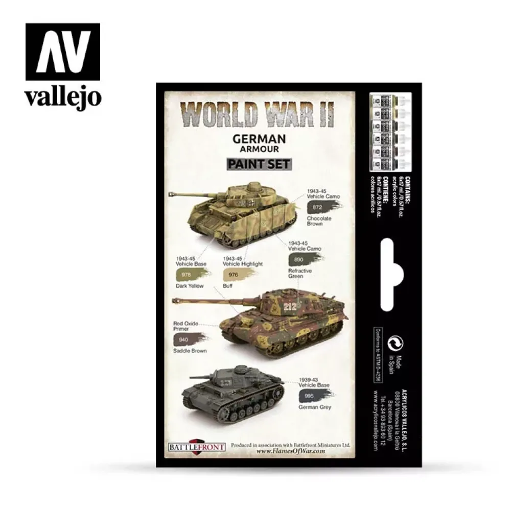 New Set 6 pinturas para modelismo 205 WWII German Armour Wargames Flames of War 17ml Pinturas Para Maquetas Y Modelismo|Maquetas Y Modelismo