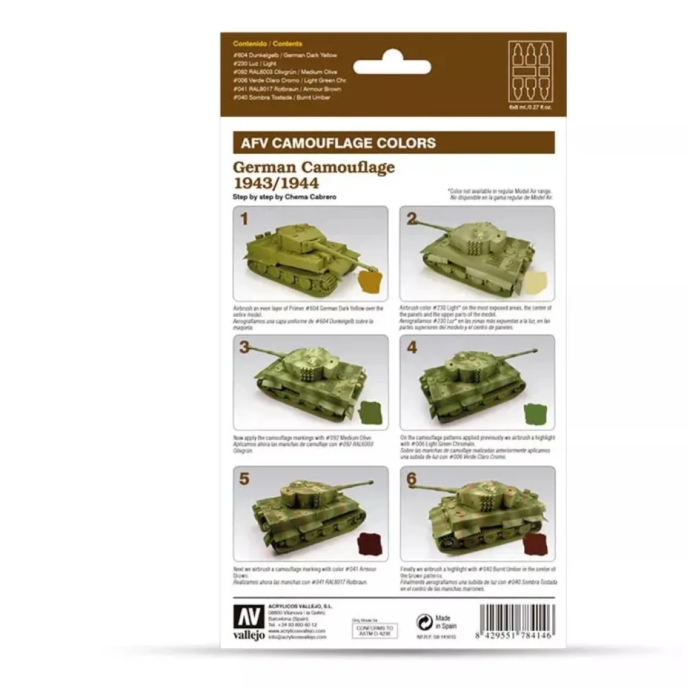 Discount Set 6 pinturas para modelismo 414 German Camouflage AFV 8ml Maquetas Y Modelismo|Pinturas Para Maquetas Y Modelismo