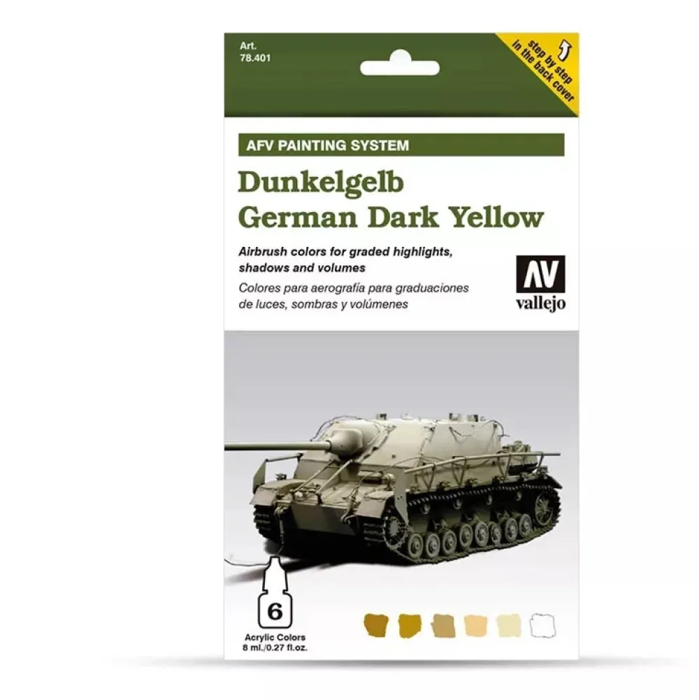 New Set 6 pinturas para modelismo 401 Dunkelgrau German Dark Yellow AFV 8ml Maquetas Y Modelismo|Pinturas Para Maquetas Y Modelismo