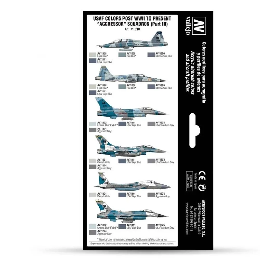 Best Set 8 pinturas USAF colors post WWII to present Aggressor Squadron III 17ml Pinturas Para Maquetas Y Modelismo