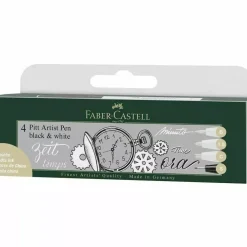 Discount Set 4 Rotuladores Blanco y Negro Pitt Artist Pen Rotuladores