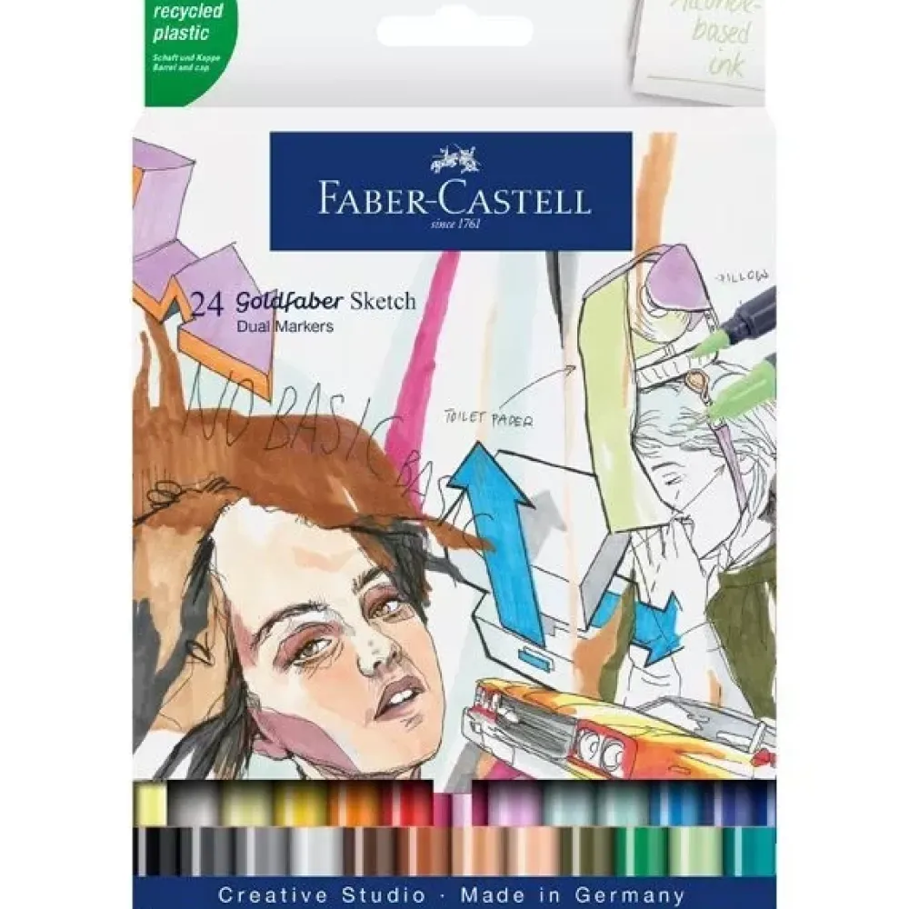 Discount Set 24 Rotuladores Doble Punta Goldfaber Sketch Rotuladores