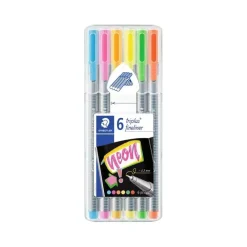 New Set 6 Rotuladores Fineliner Neón Triplus Rotuladores